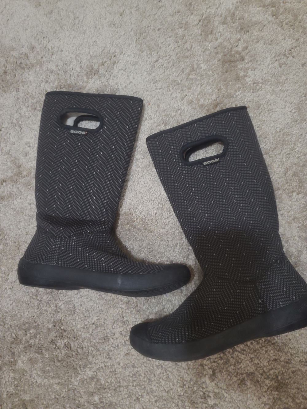 Bogs Black Herringbone Mid-Calf Rain Boots